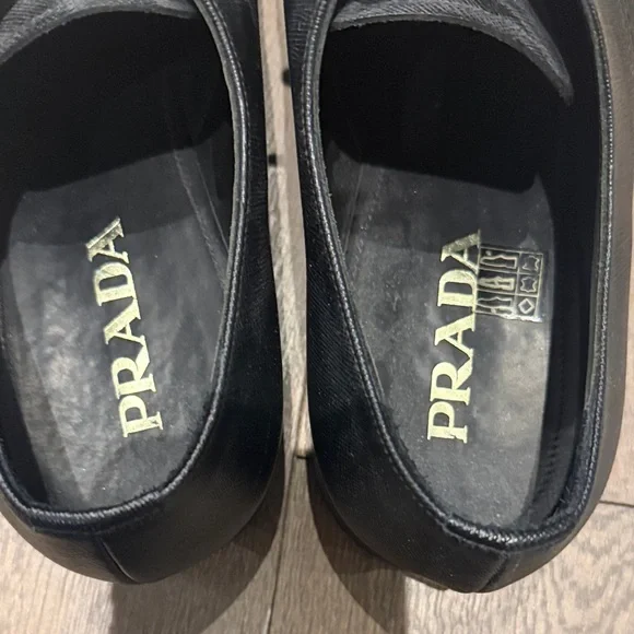 Prada Classic Black Leather Derbys